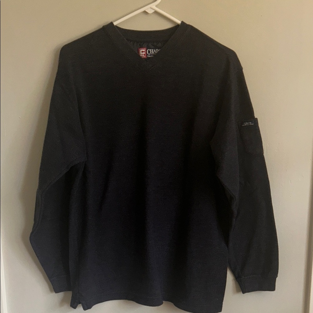 Chaps Men's Charcoal Grey/Black V-Neck Sweater